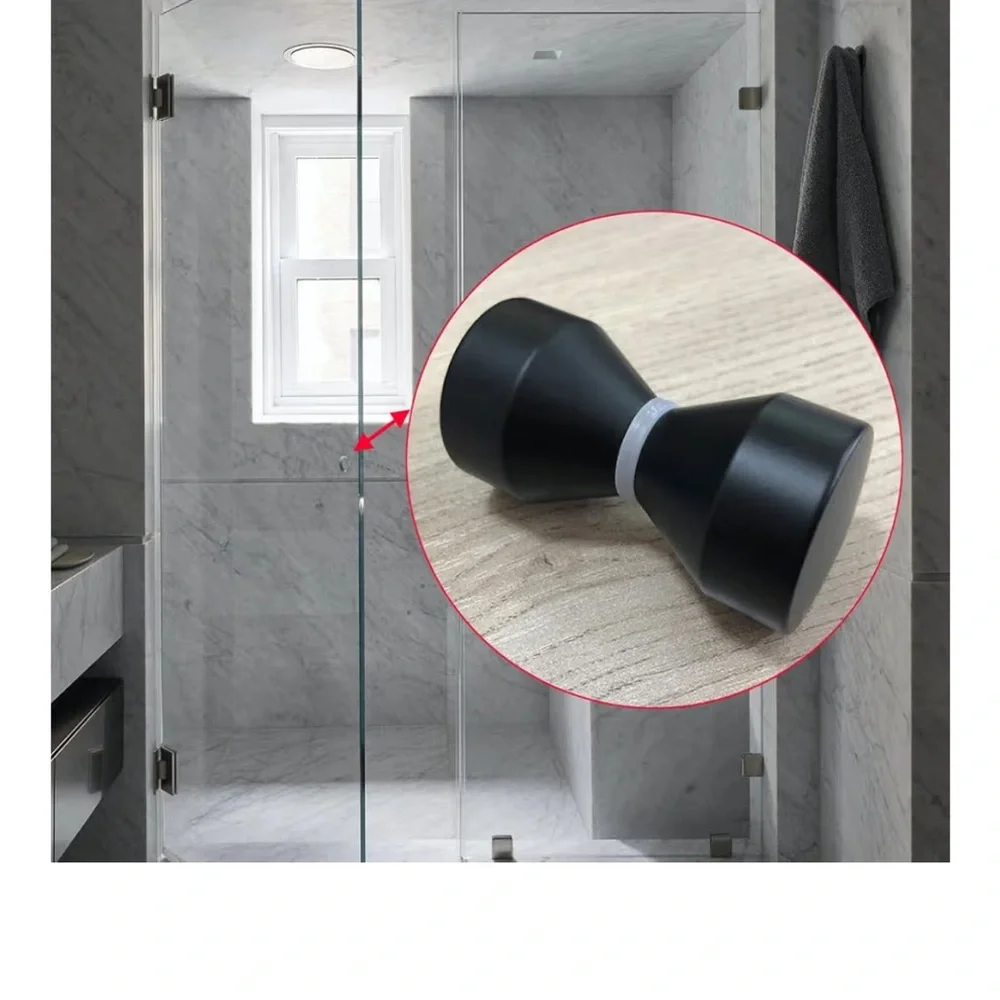 Matte Black Double-Sided Glass Door Knob for Shower